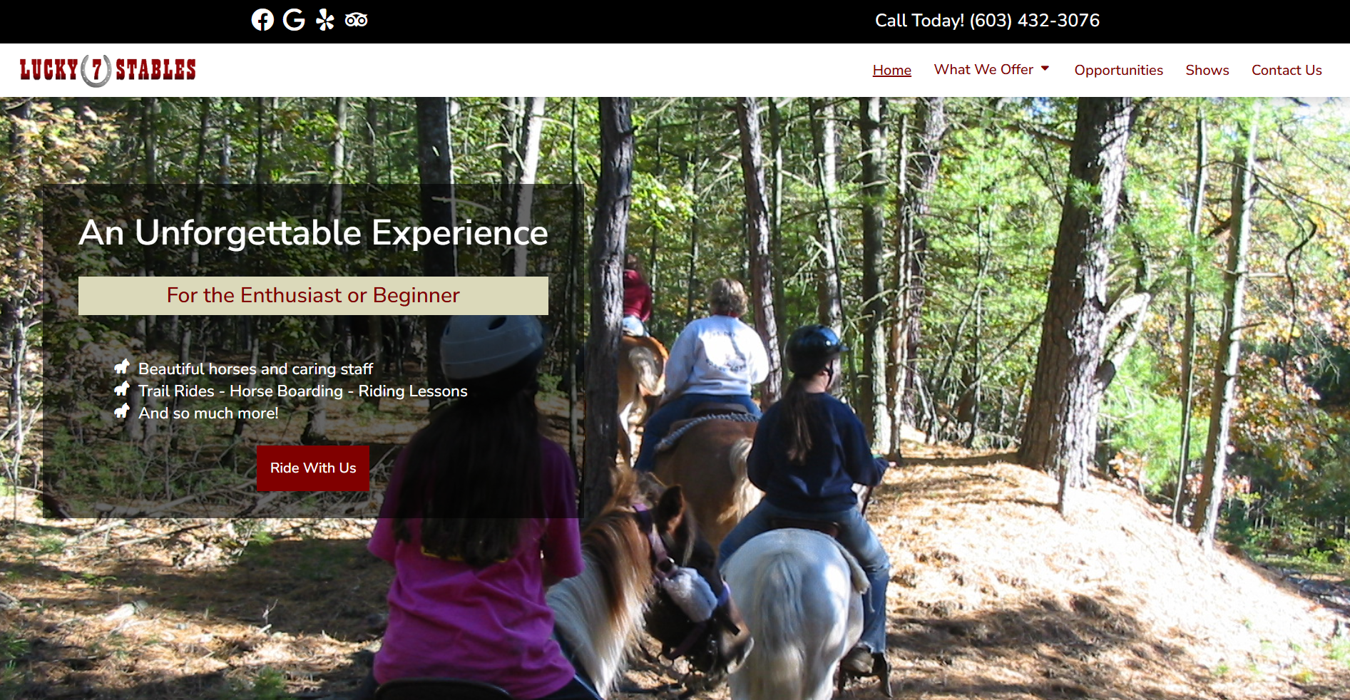 Lucky 7 Stables website screenshot